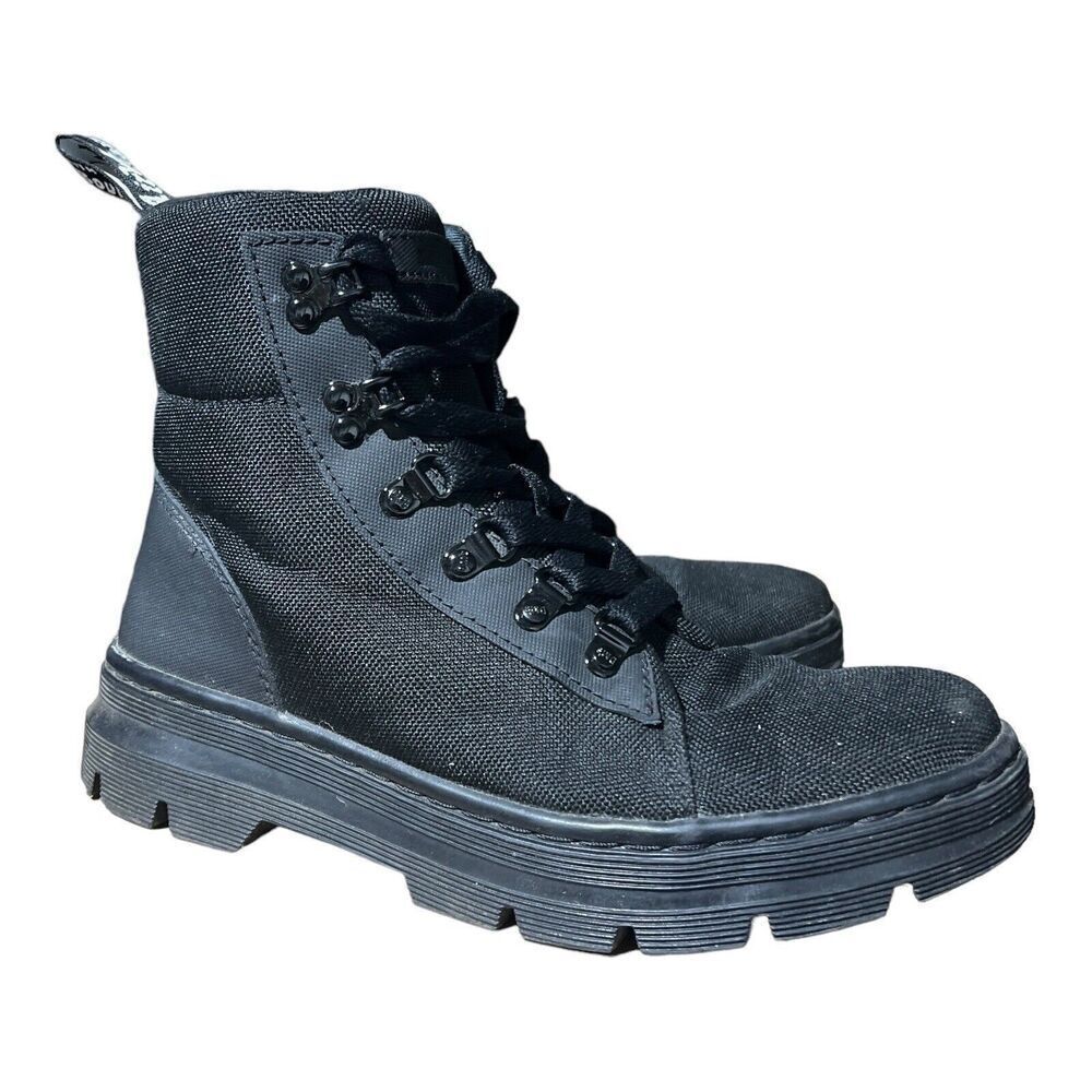Dr Martens Boots WMNS 9 Black Combs‎ Lace Up Combat Extra-Tough Moto Nylon Biker
